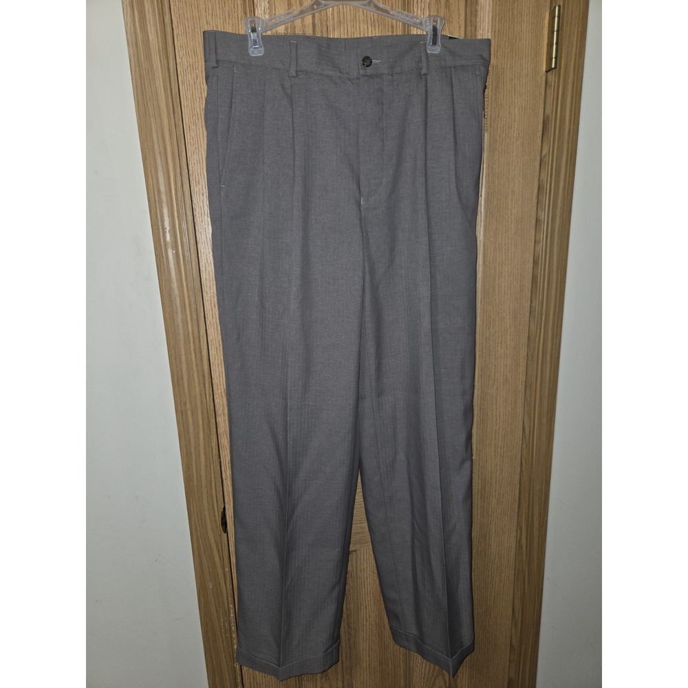 NWT Perry Ellis Mens  Dress Pants Pleated Toffee 34 x 32 $69.50 RETAIL